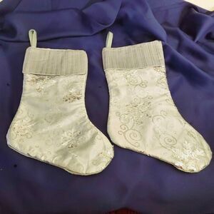Silver Snowflakes Design  Christmas Stocking